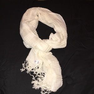 Shear White Scarf with tassels